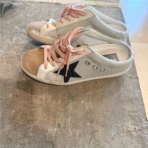 Golden Goose White and Pink Sneakers